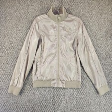 Puma Gold Track jacket Womens Large measures Medium Full Zip Cowl Neck