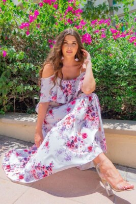 chinese dress ladies Abstract Print Cold Shoulder Maxi Dress in Silk Chiffon | Watercolor Cowl  Neck Gown for Beach Wedding Guest or Formal Evening