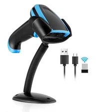 1D Barcode Scanner Wireless Laser Bar Code Scanners with Stand 2.4G Wireless ...