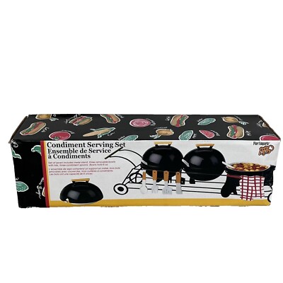 Barbecue Grill Themed Condiment Serving Set Parties Hosting Tailgating