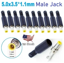 10 pcs 5.0x3.5mm*1.1mm *9.5mm Male DC Power Plug Socket Jack Connector Adapter