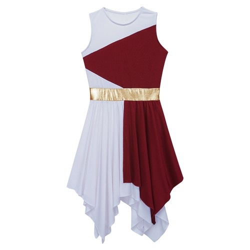 Vestido túnica de alabanza contemporánea lírico asimétrico bloque de color para niñas - Imagen 31 de 55