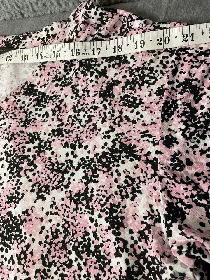 Donna Karan Ropa de Dormir Pijama Top Mujer L Rosa Gris Cuello Mangas Cortas Salón Foto 4 de 4