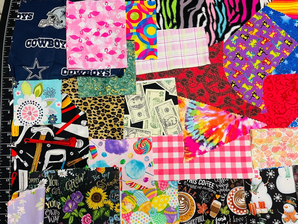 Scrap bag Junk Journal FABRIC Crumb Quilt Patchwork COTTON Christmas Scrapbook - Image 4 of 4