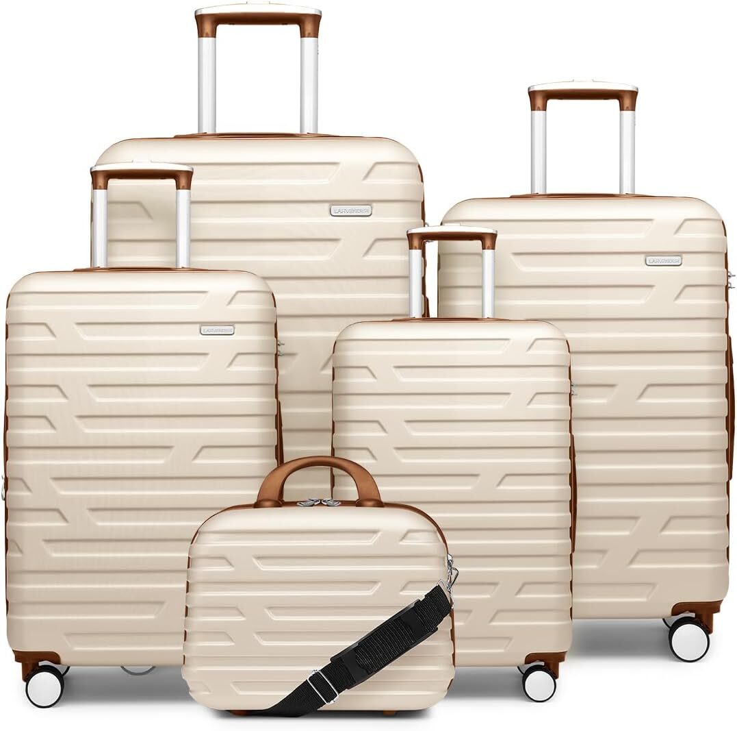 5 Piece Sets Expandable Luggage Sets Clearance with Spinner Wheels Hard Shell