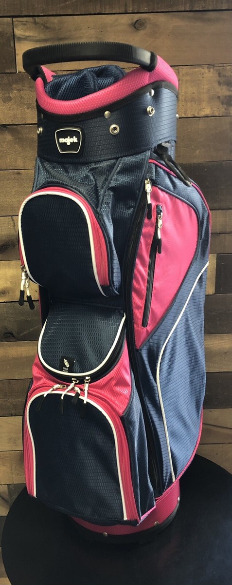 DEMO Majek Premium Ladies Navy Blue Pink Golf Bag 9 inch 14-way
