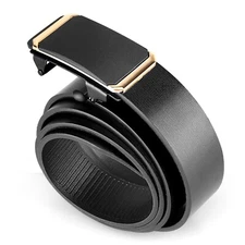 120cm Men's Ratcheting Belt - PU Leather Automatic Adjustable Buckle Strap USA