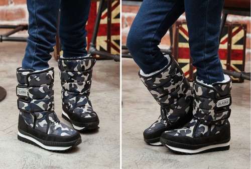 Kinder Mädchen Jungen wasserdichte Schneestiefel dick Winter warm Outdoor mittelkalb Schuhe - Bild 10 von 16
