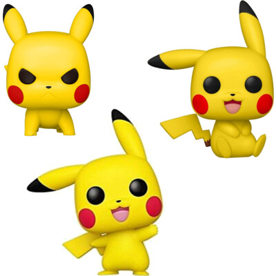 Funko Pop Pokemon Pikachu Set of 3 #553 Waving #779 Attack Stance