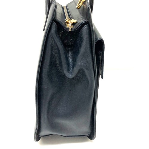 SALVATORE FERRAGAMO Gancini Tote Bag Hand Bag Navy Leather - Picture 2 of 9