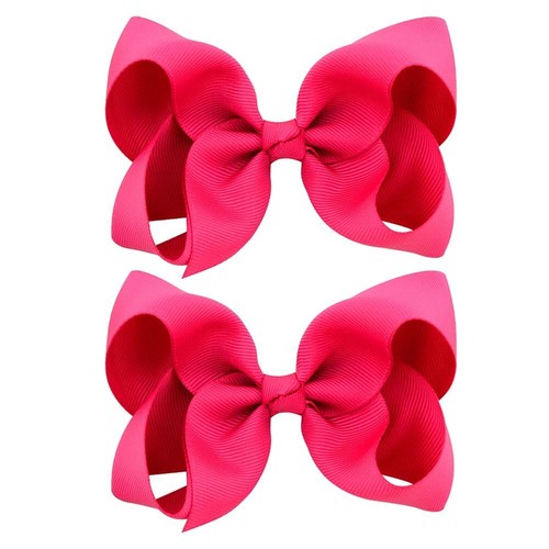 Girls Ribbon Barrettes - 4Inch Solid Color Bow Hair Clip Hair Accessories 2PC - Picture 43 of 52
