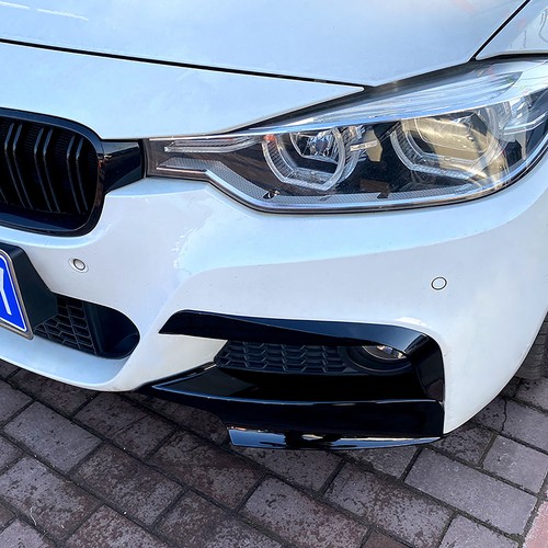 Fits BMW 13-19 3-Series F30 M Pack Gloss Black Front Bumper Corner Splitter Lip - Picture 4 of 10