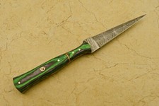 CUSTOM HAND FORGED DAMASCUS STEEL HUNTING DOUBLE EDGE DAGGER BOOT KNIFE SHEATH
