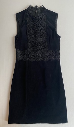 WAREHOUSE KLEID GRÖSSE 8 DAMEN SCHWARZ SAMT HOHER AUSSCHNITT KURZ BESTICKT SIEHE DETAILS