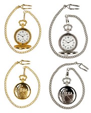 Frank Phillipe Men  s Engraved Golf Design Pocket Watch with Chain, Analog Quartz