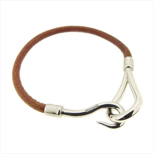 Hermes Jumbo Breath Brown Leather Bangle Bracelet Authentic L2540 Womens-image