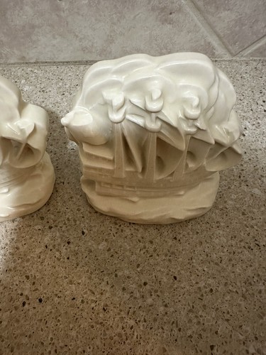 Vintage William McDonald Rookwood Pair Ivory Ship Nautical Bookends 1927 #2694 - Picture 13 of 15