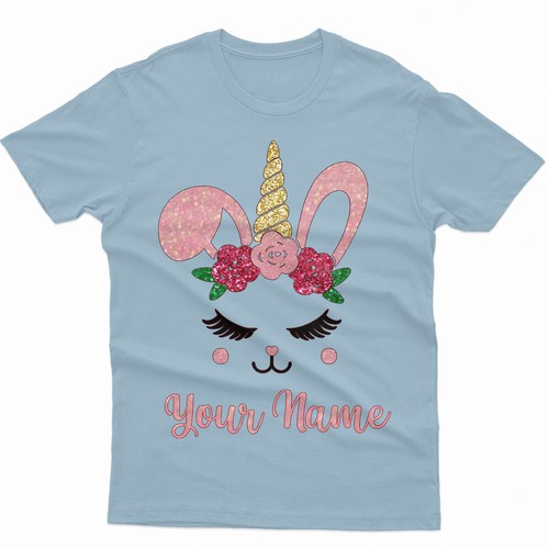 Personalised Unicorn Happy Easter Cute Bunny Spring Festival Family T-Shirt #ED - Picture 6 of 13