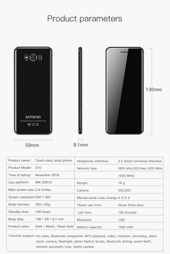 S10 Ultra Thin Luxury Cellphone Bluetooth Dialer Dual SIM GSM Pocket Mini Phone - Picture 6 of 16
