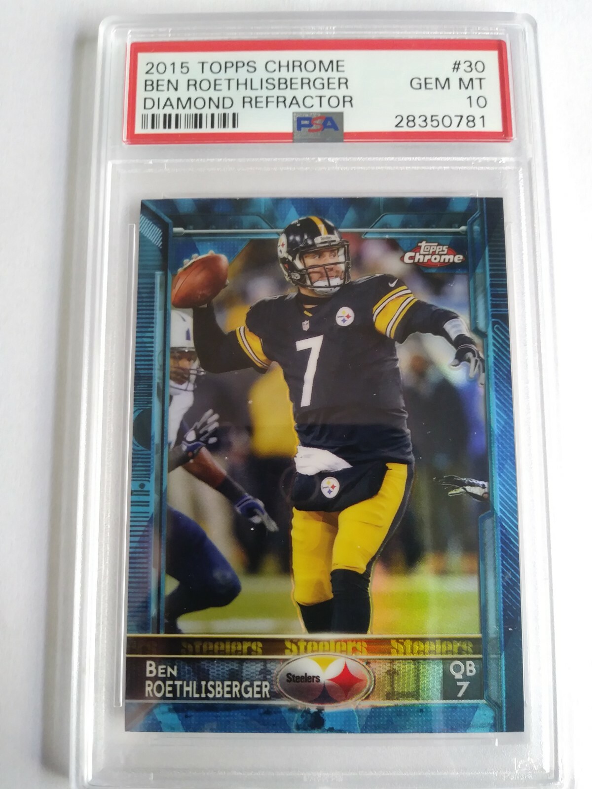 2015 Topps Chrome Ben Roethlisberger psa10 Gem Mt #30 Diamond Refractor