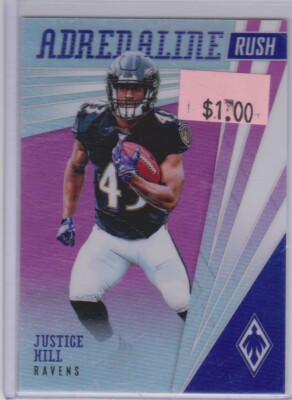 JUSTICE HILL 2019 PANINI PHOENIX ADRENALINE RUSH PINK #37/199 RAVENS OSU COWBOYS