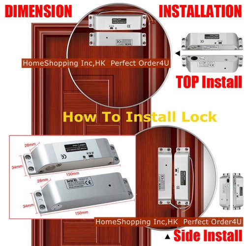 Sistema de control de acceso para puertas de EE. UU. + cerradura eléctrica con perno de caída + 2 controles remotos inalámbricos - Imagen 12 de 12