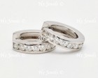 14k Solid White Gold Natural Diamond  huggie hoop earring  1.00  channel set — photo 3