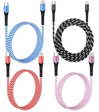 4 Pack iPhone -USB C Cable For iPhone 14 13 Pro Max 12 11 iPad Fast Charger Cord
