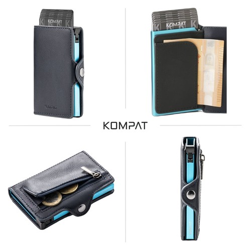 Porta Carte di Credito RFID Portafoglio Uomo Slim Portafoglio Piccolo Sottile - Foto 12 di 83