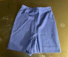 Vintage 1960s 70s Aileen Girl Blue Stretch High Rise Shorts 14 Wide Leg