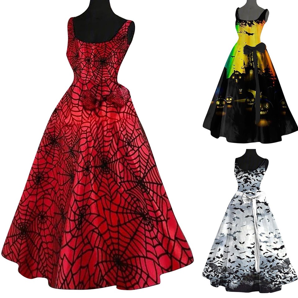 Womens Halloween Dresses Sleeveless Cocktail A Line Swing Dress Party