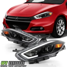 2013-2016 Dodge Dart Halogen LED Tube Projector Headlights Headlamps Left+Right