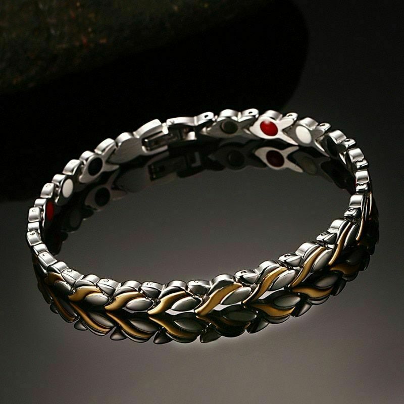 Bracelet magnétique élégant en acier coffret bien-être pour homme et femme
