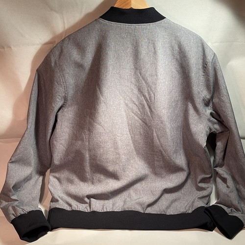 Bleecker & Broad Coat Men's XL Full Zip Bomber Jacket Grey Black Mock Collar - Picture 6 of 9