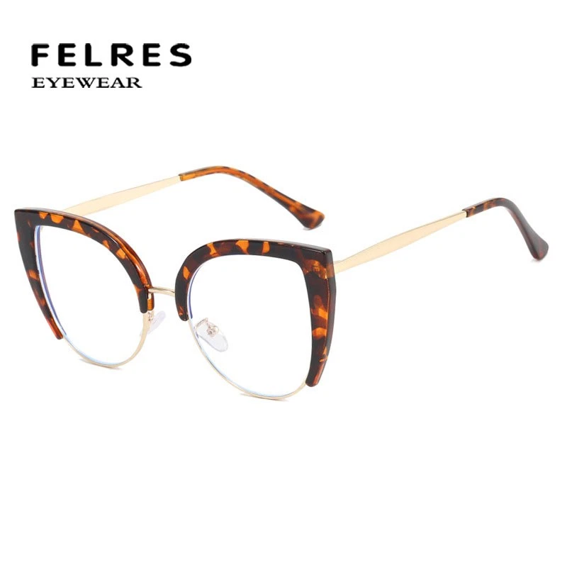 Mujeres Ojo de Gato Media Marco Gafas Miopía Anti Luz Azul Gafas Nuevas Foto 4 de 4