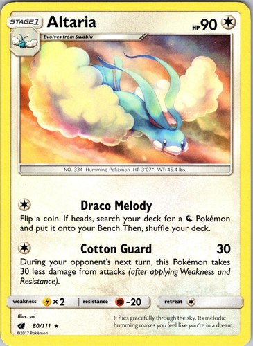 ALTARIA 80/111 R CRIMSON INVASION POKEMON LP ALTARIA
