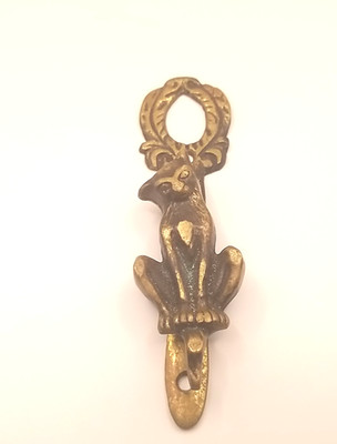 Brass Sitting Cat DOOR KNOCKER Vintage England