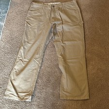 BERNE Relaxed Fit Straight Leg Carpenter Pants Cotton Canvas Khaki 40x32