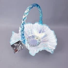 Fenton Art Glass French Opalescent Blue Ruffle Basket 4230 YD