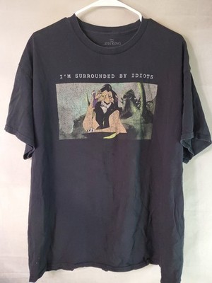 DISNEY The Lion King Scar I'm Surrounded By Idiots Black Graphic T Shirt Mens XL