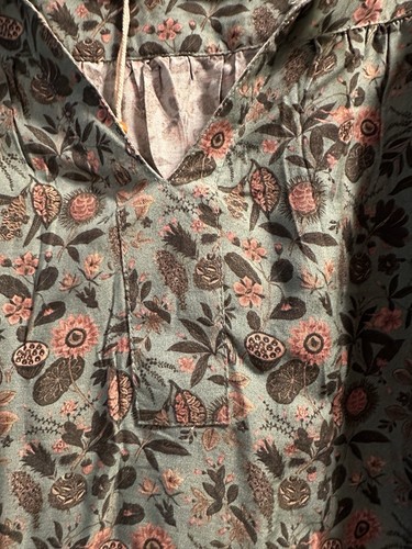 Natural Life Dara Tunic Dress Floral 3/4 Sleeve Flowy Boho V-Neck Tassels BIG S - Picture 2 of 9