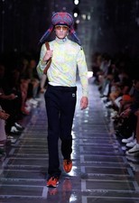 Prada SS19 Jersey Jacquard Logo Belted Runway Pants Size 48