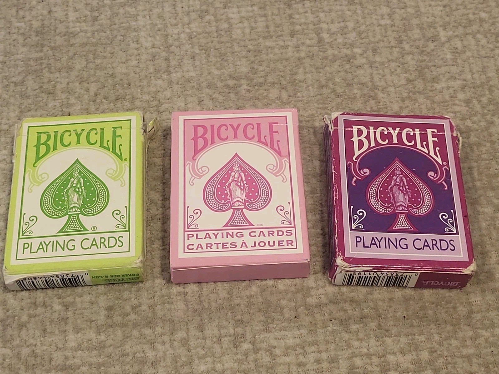 Playing Cards Pink/green & Berry Opened Complete Worn Boxes