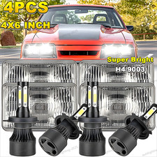 4pcs For Ford Mustang 1979-1986 Black 4x6 Inch Led Headlights Low High Beam Drl
