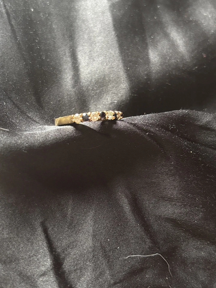 Juego de collar y anillo de corazón de zafiro y diamantes vintage de oro (difícil de encontrar) Foto 4 de 4