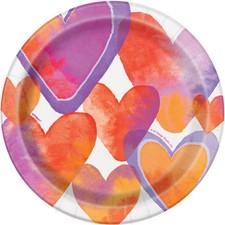 Valentines Modern Heart Plates Valentine's Day Party & Buffet Plates 18cm 8 Pack