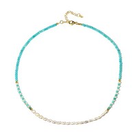 Cavill Halskette 925 Silber Amazonit 13,08Ct Vergoldet Damen TüRkis