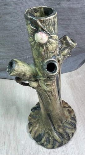ANTIQUE WELLER WOODCRAFT APPLE TREE BUD VASE 10” EXCELLENT Pottery