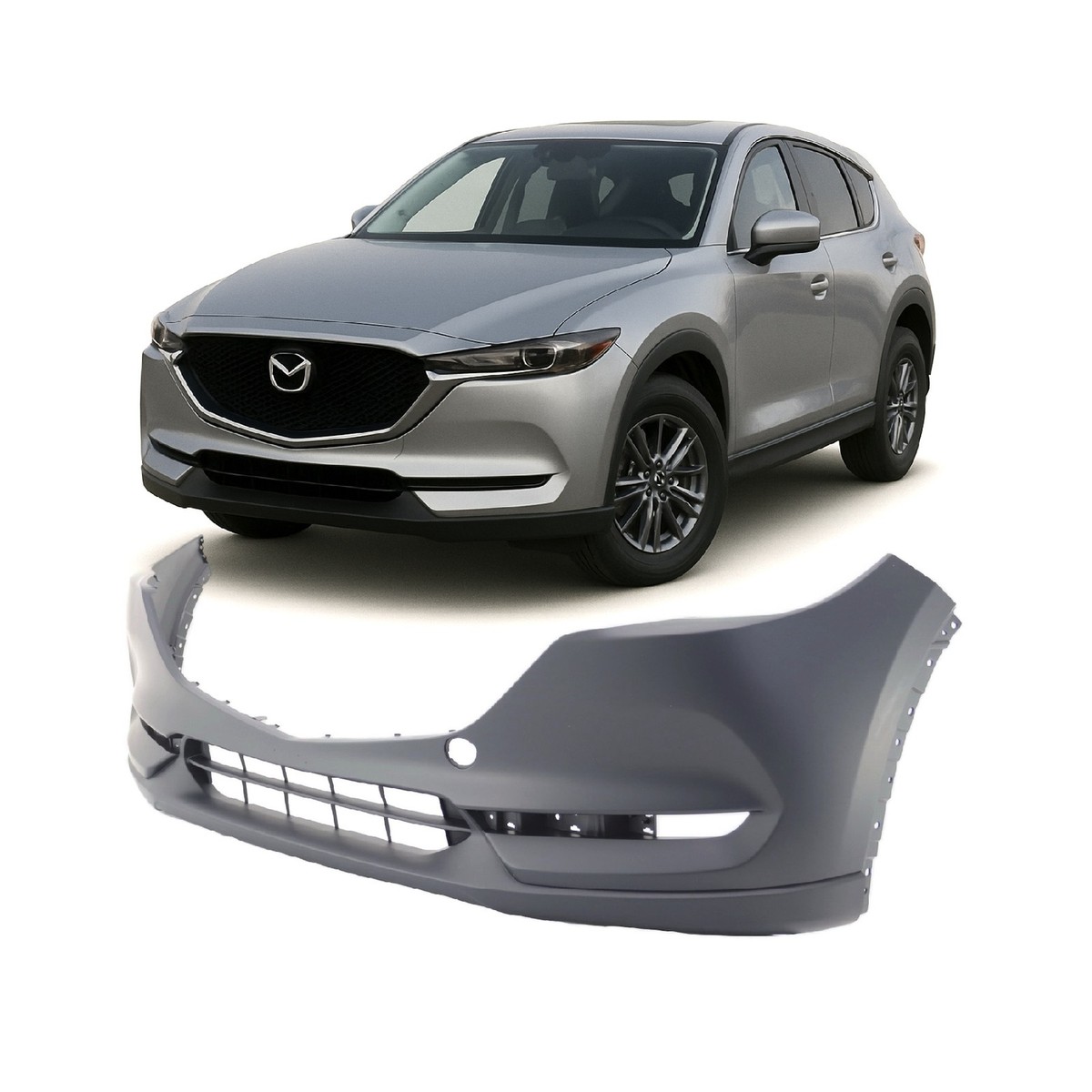 Primed Front Bumper Cover Fascia for 2017-2021 Mazda CX-5 Carbon