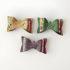 Multicolor Fabric Bow Hair Clips for Girls, Set of 3, Colorful Theme